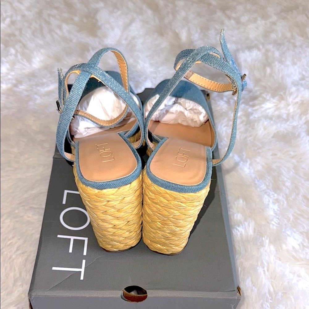 Loft Chambray Espadrille Wedge Sandals - Picture 3 of 10
